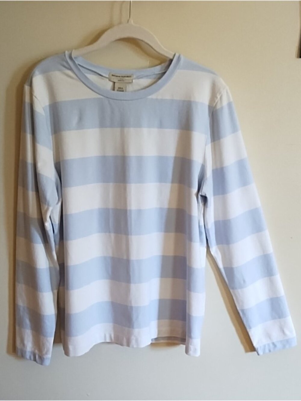 BANANA REPUBLIC PALE BLUE & WHITE STRIPED SHIRT, LONG SLEEVES